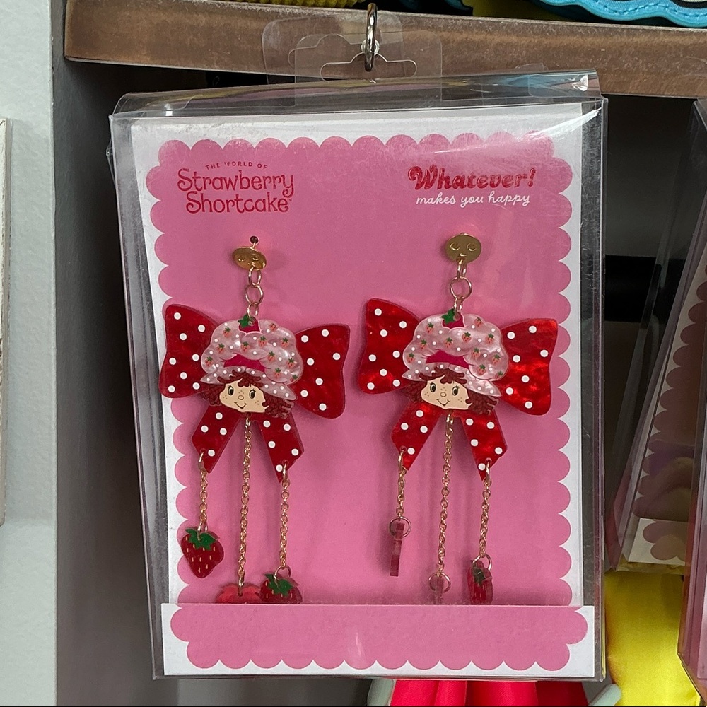 Strawberry Shortcake Bow Berries Acrylic Earrings